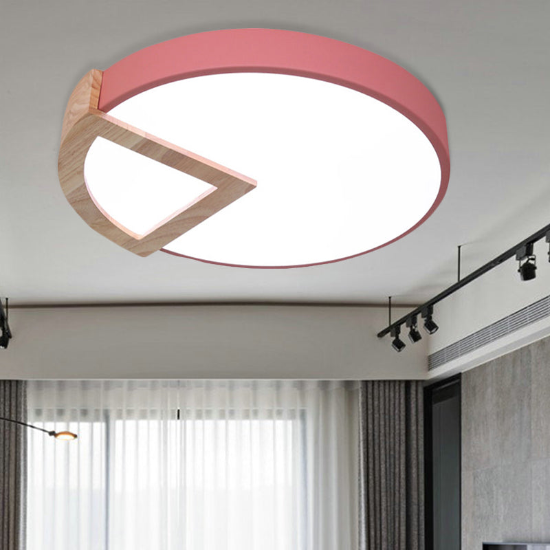 Wood Triangle Nordic Led Ceiling Lamp In 5 Colors (Warm/White) For Kindergarten Pink / 12 White