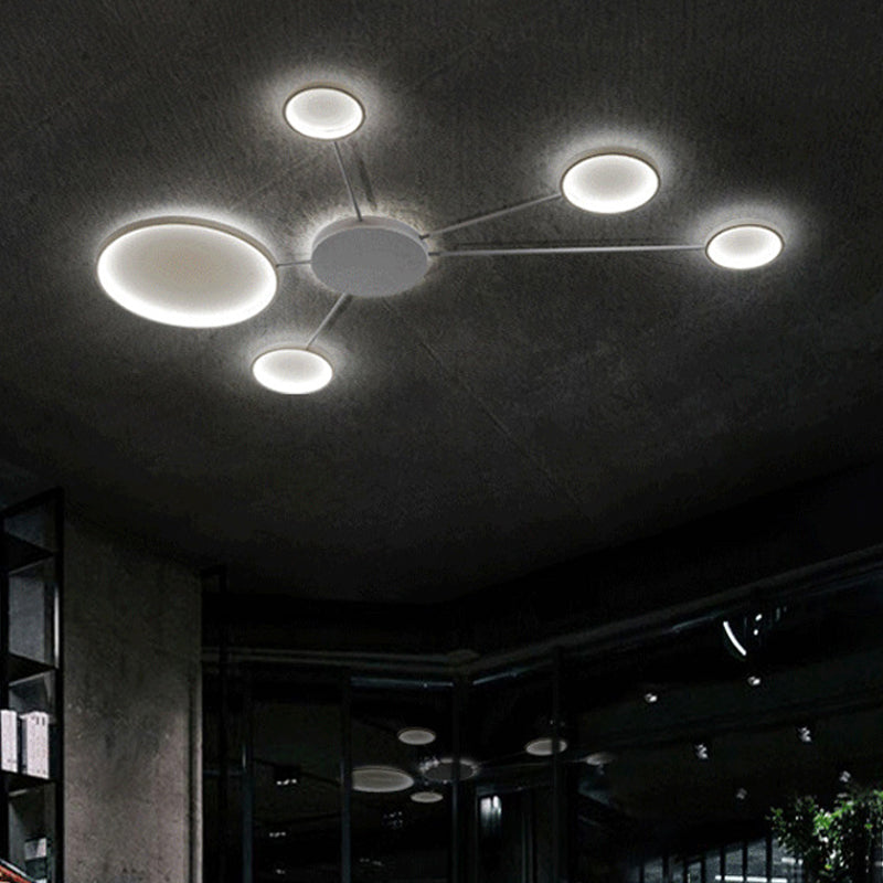 Modern Spoke Design LED Flush Mount Acrylic Ceiling Light in Black/White – Warm/White Illumination