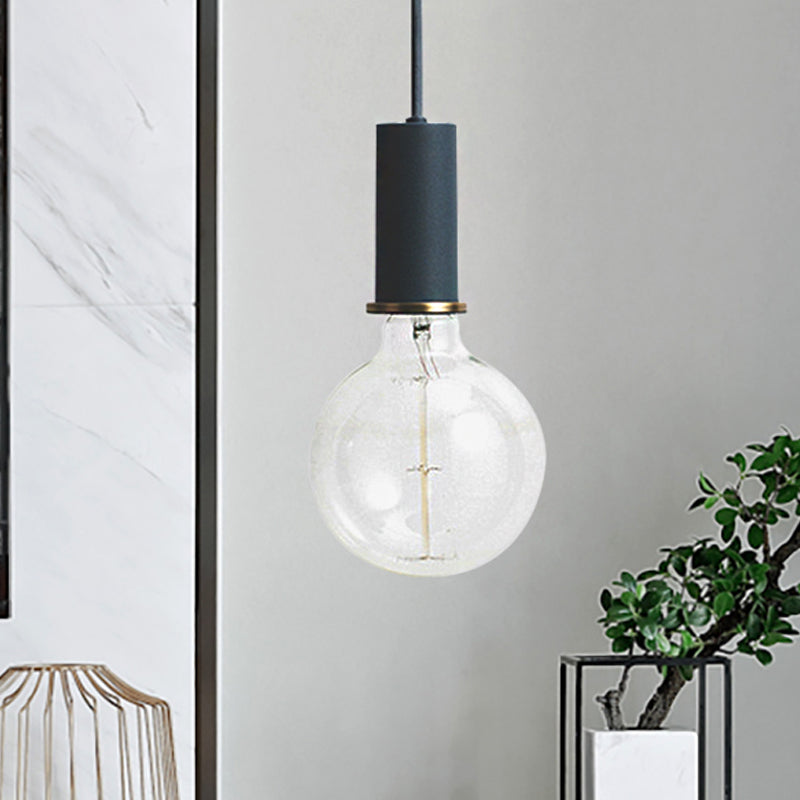 Mini Macaron Loft Metal Pendant Light - Single Hanging Lamp For Cafes Black/Blue/Pink/White