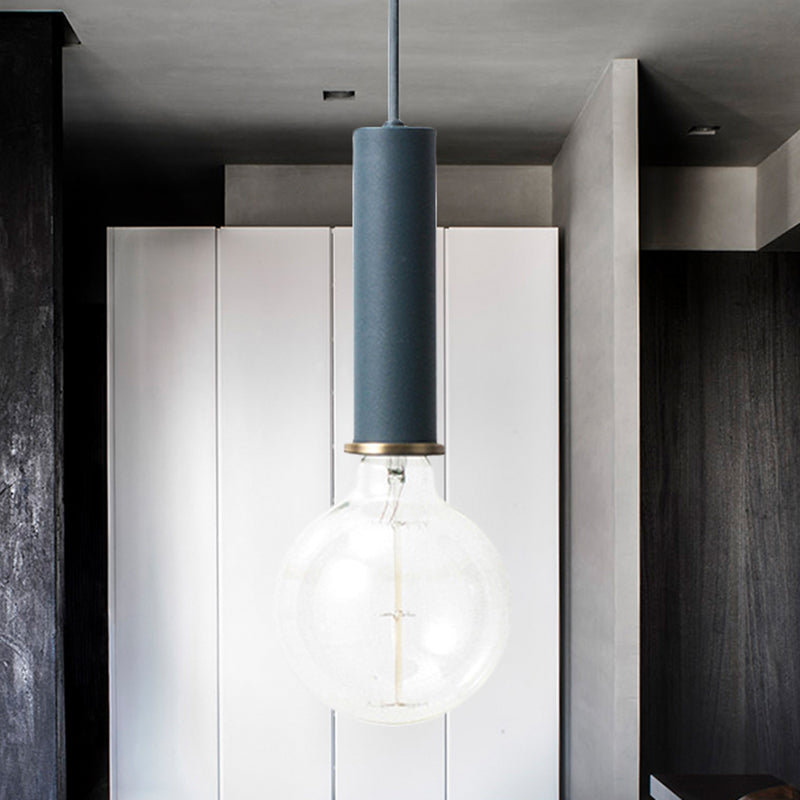 Mini Macaron Loft Metal Pendant Light - Single Hanging Lamp For Cafes Black/Blue/Pink/White