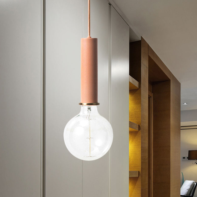 Mini Macaron Loft Metal Pendant Light - Single Hanging Lamp For Cafes Black/Blue/Pink/White