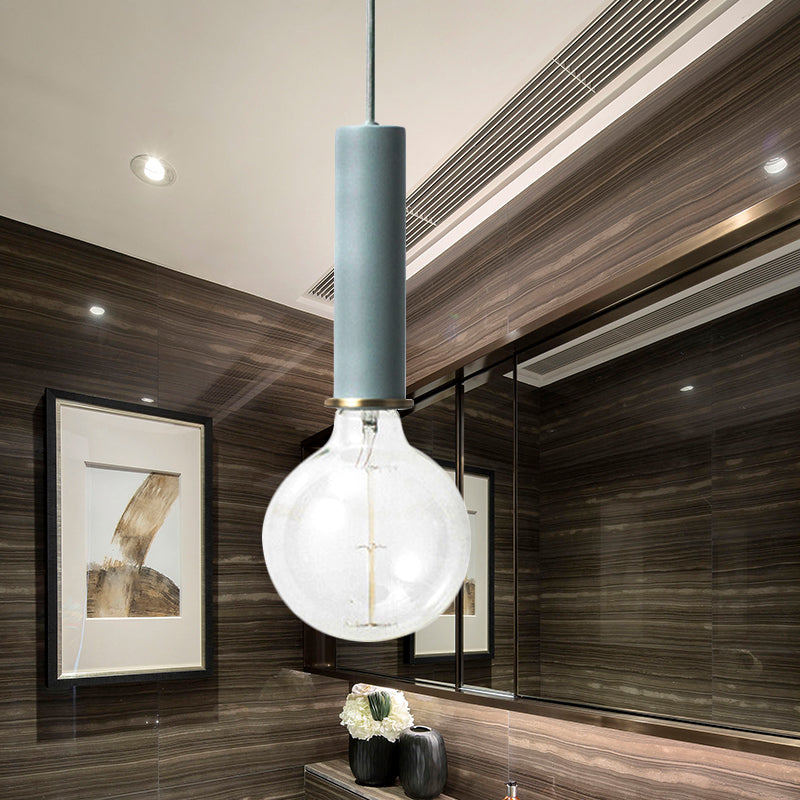 Mini Macaron Loft Metal Pendant Light - Single Hanging Lamp For Cafes Black/Blue/Pink/White