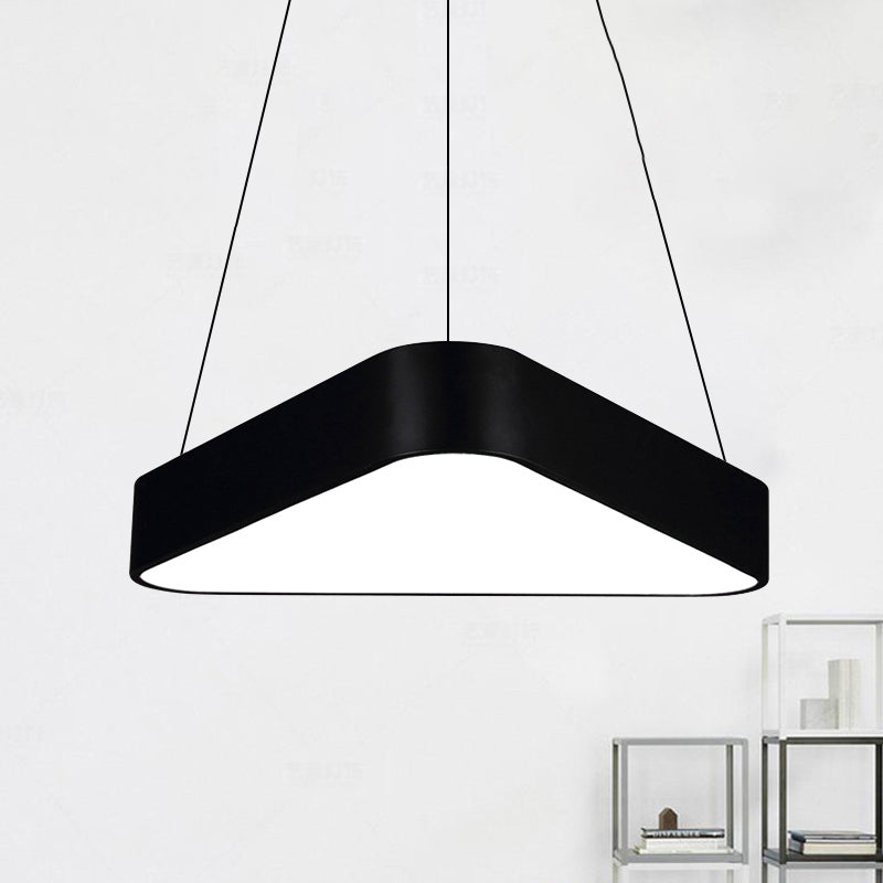 Modern Metal Triangle Suspension Led Hanging Lamp - 18/23.5 Long White/Black/Silver White/Warm Light