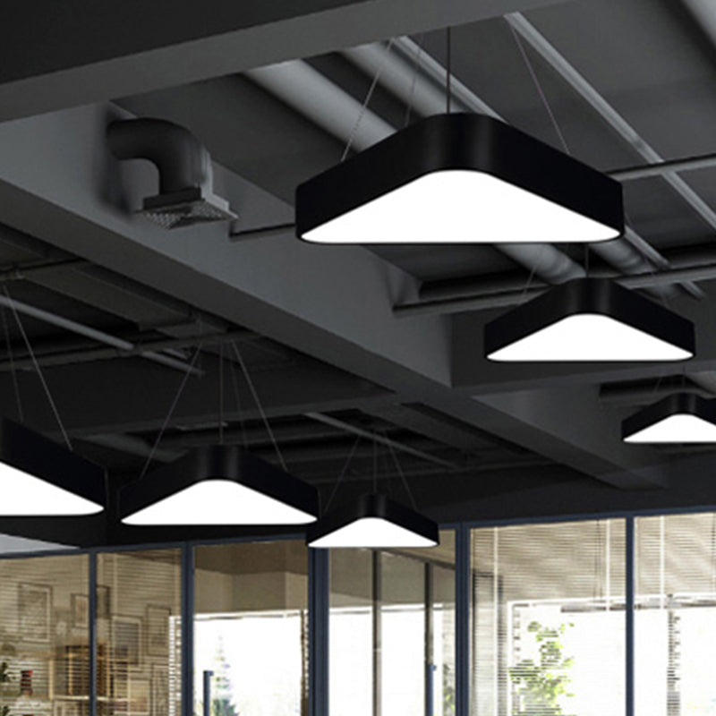 Modern Metal Triangle Suspension Led Hanging Lamp - 18/23.5 Long White/Black/Silver White/Warm Light