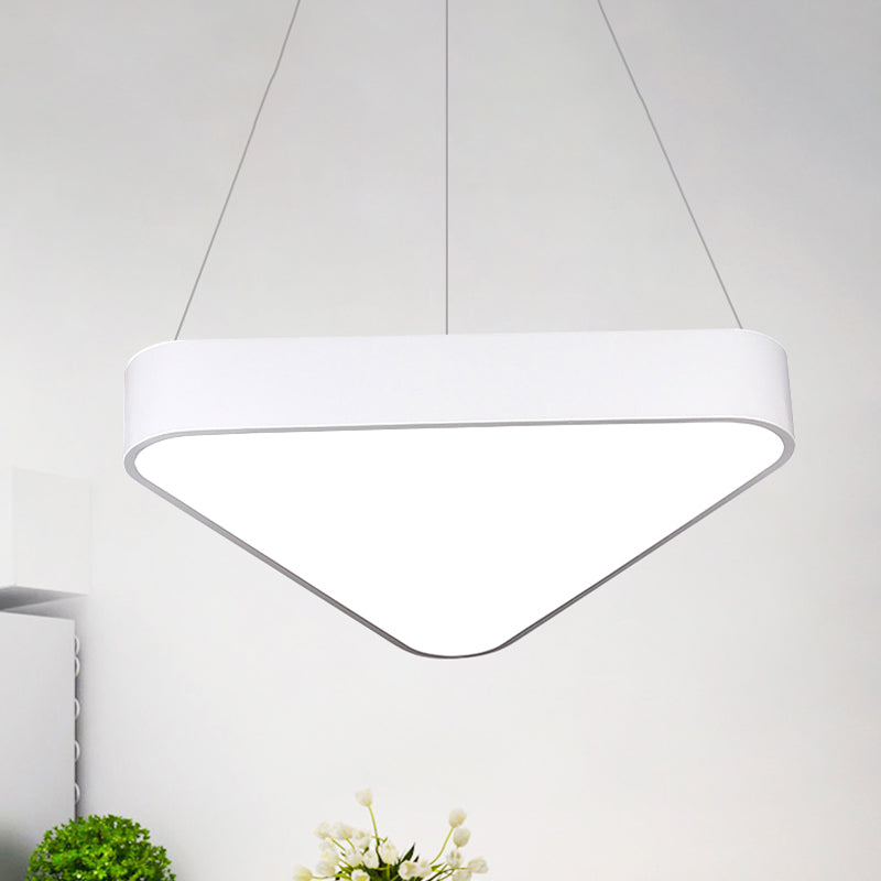 Modern Metal Triangle Suspension Led Hanging Lamp - 18/23.5 Long White/Black/Silver White/Warm Light