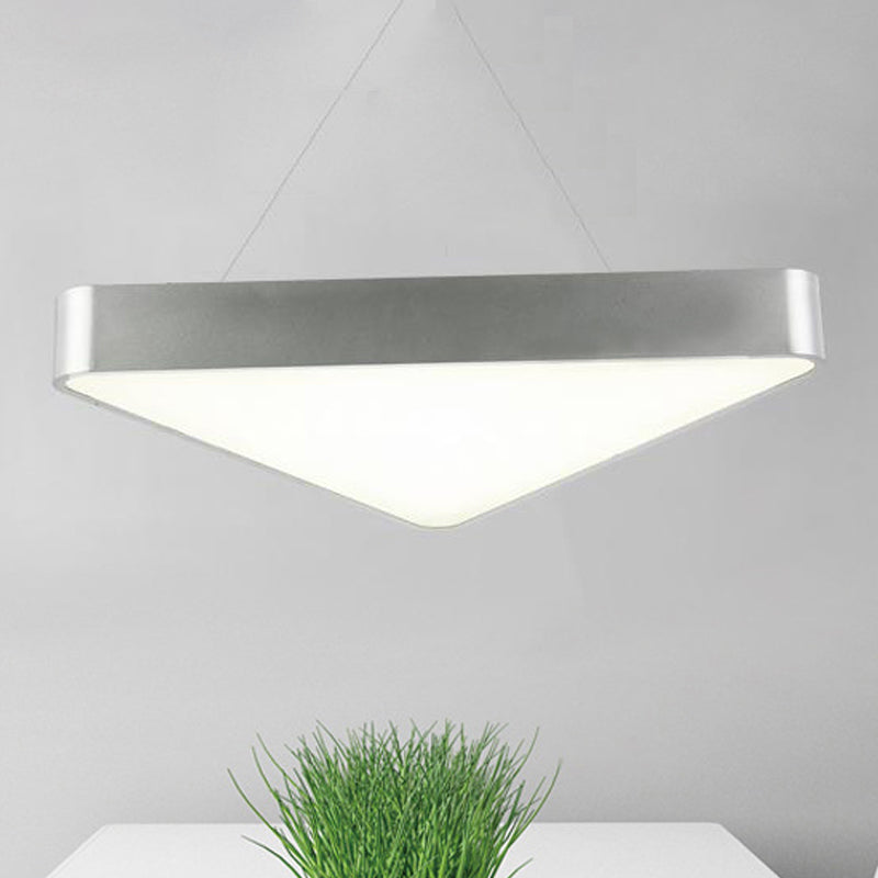 Modern Metal Triangle Suspension Led Hanging Lamp - 18/23.5 Long White/Black/Silver White/Warm Light