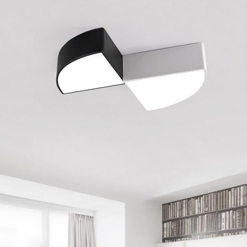 Modern White/Black Sector Flush LED Ceiling Light - Metal Mount, 10"/12"/14" Wide