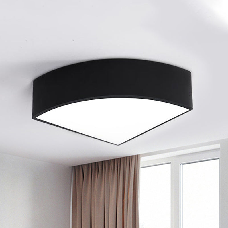Modern White/Black Sector Flush LED Ceiling Light - Metal Mount, 10"/12"/14" Wide