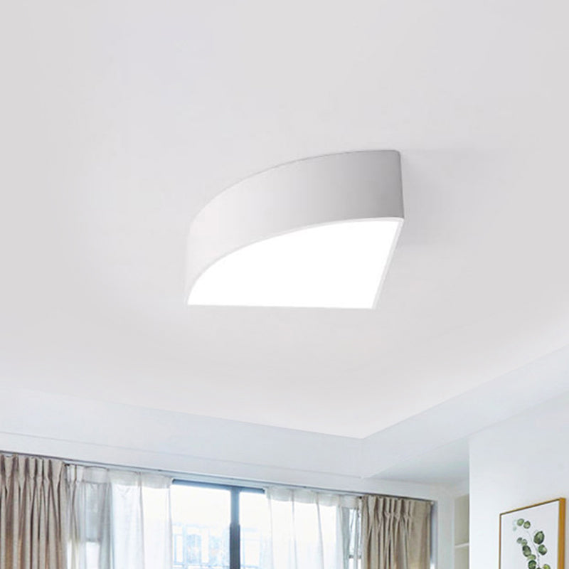 Modern White/Black Sector Flush LED Ceiling Light - Metal Mount, 10"/12"/14" Wide