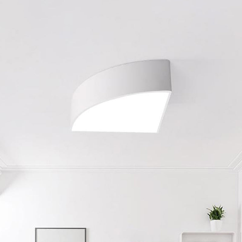 Modern White/Black Sector Flush LED Ceiling Light - Metal Mount, 10"/12"/14" Wide