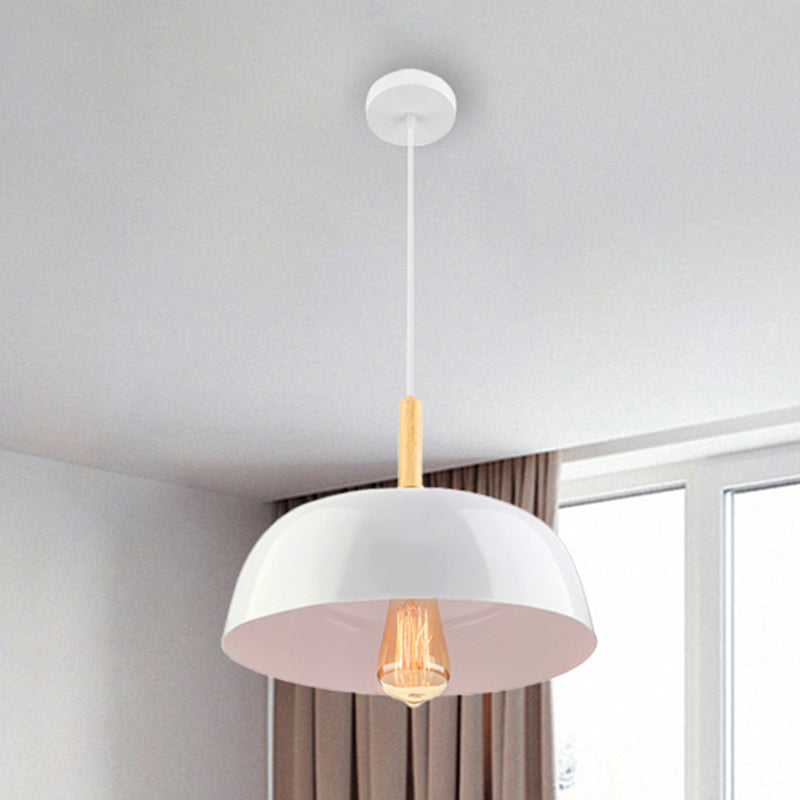 Sleek Metal Bowl Ceiling Lamp - Simple Style, 1 Light Black/White Pendant Light for Dining Room - 12.5"/19" Wide