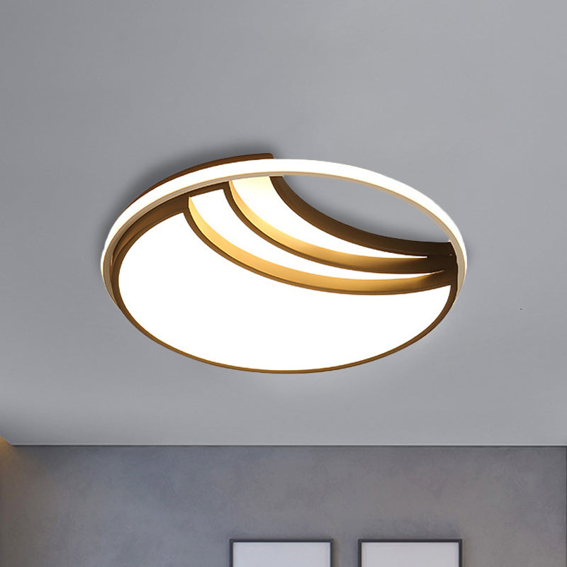 Modern Multi-Layer Flush Mount Ceiling Light - Metal LED, Wide 18"/23.5"/35.5", Black, Bedroom