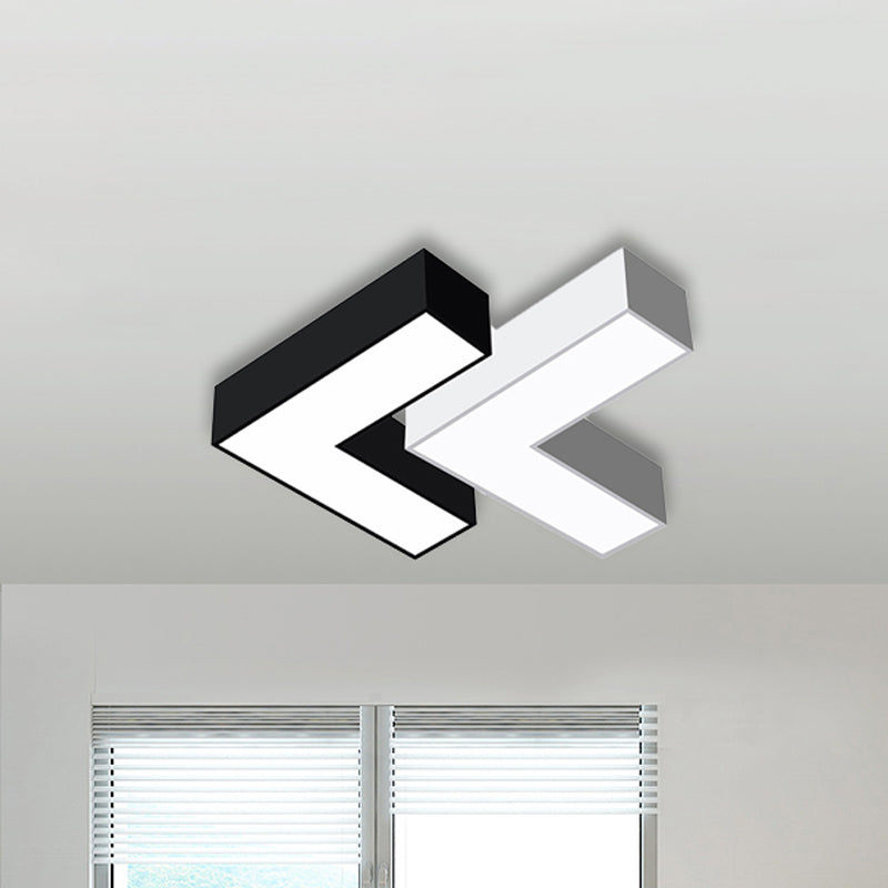 Modern Arrow Metal Flush Mount LED Ceiling Light - 10"/14" Wide (White/Black) for Office with Opaline Diffuser