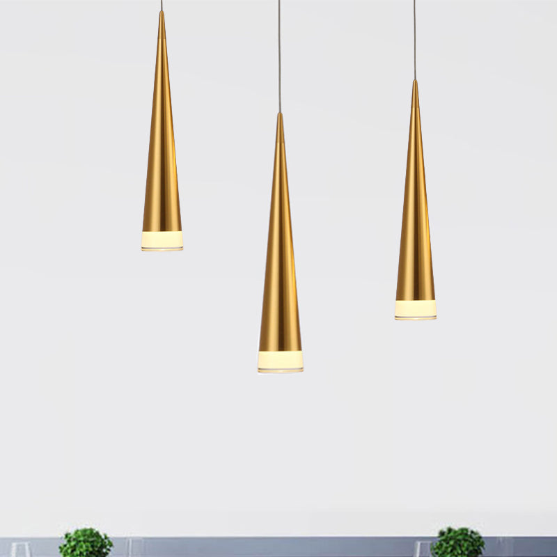Kit de lampe suspendue conique : lampe suspendue simple en métal noir/argenté/doré en blanc chaud/neutre