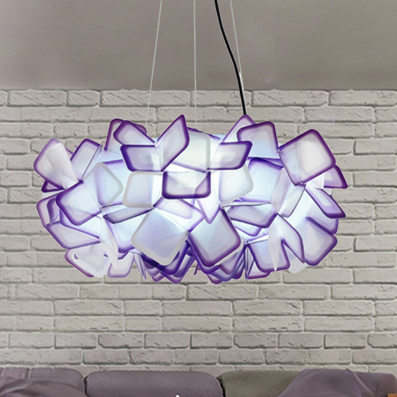 Contemporary Brown/Blue/Purple Blossom Drop Pendant Ceiling Lamp - 21/27.5 Wide 1-Light Acrylic
