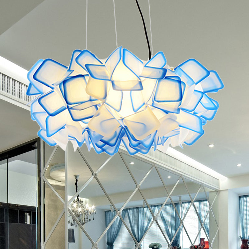 Contemporary Brown/Blue/Purple Blossom Drop Pendant Ceiling Lamp - 21/27.5 Wide 1-Light Acrylic
