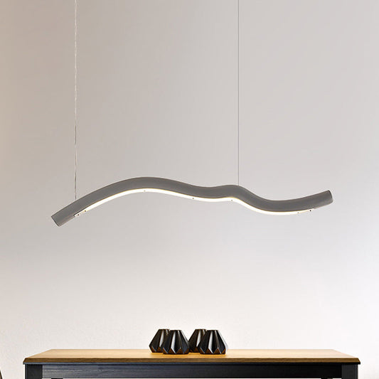 Minimalist Linear Pendant Light with Integrated LED in Gray/White for Dining Room