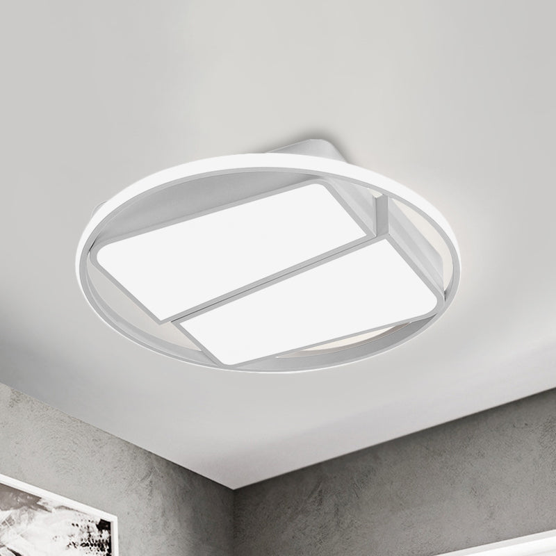 Modern Metal Black/White LED Ceiling Mount Light - 2-Trapezoid Design, 16"/19.5" Wide Flush Fixture for Bedroom in Warm/White Light