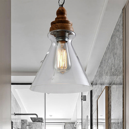 Clear Glass Pendant Lighting Modernist Ceiling Lamp for Restaurant - Globe/Bowl/Cone Design - 1 Light Brown - Includes Chain
