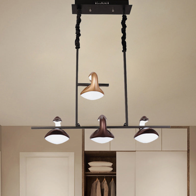 Multicolored Hanging Pendant Light With 4-Swan Linear Chandelier Design For Restaurants - Post