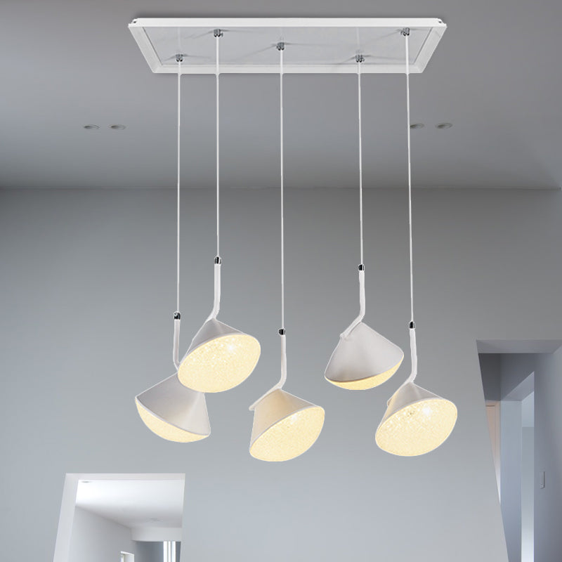 Penelope - White White Cone Ceiling Lamp Minimal Metal 5 Lights Dining Room Pendant Light with Acrylic Diffuser