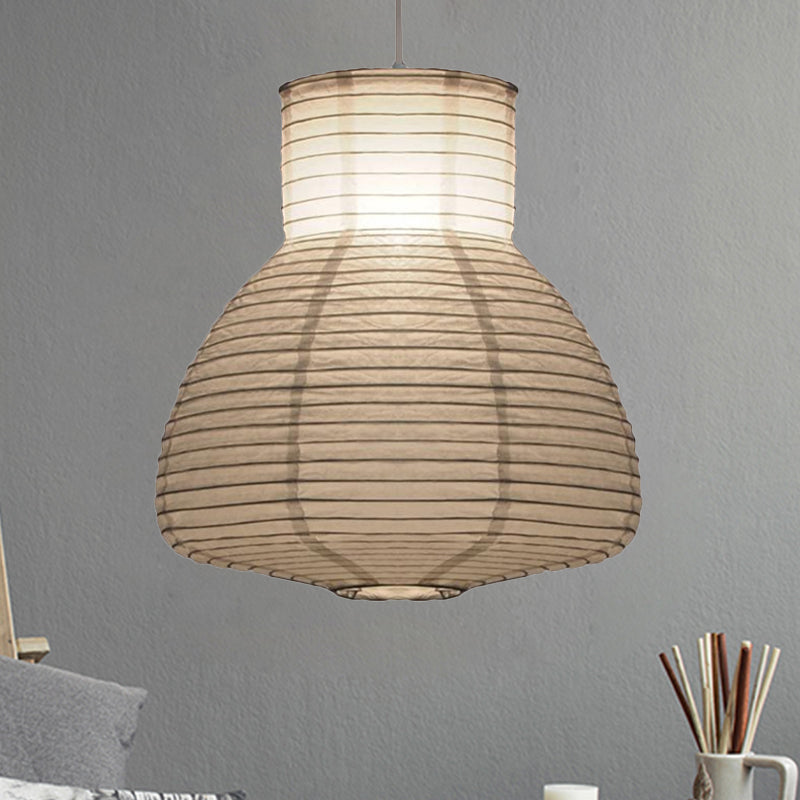 Retro Fabric Lantern Ceiling Pendant Light - 1 Light White Hanging Lamp Kit, 8.5"/10.5"/11.5" Wide