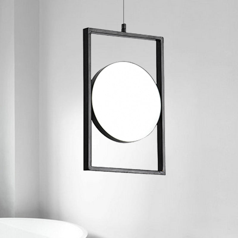 Modern Black Metal LED Pendant Hanging Light, Horizontal/Vertical Suspension Fixture