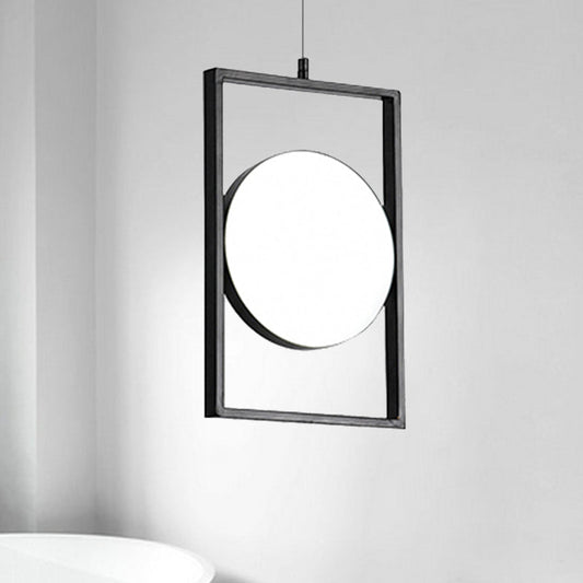 Modern Black Metal LED Pendant Hanging Light, Horizontal/Vertical Suspension Fixture