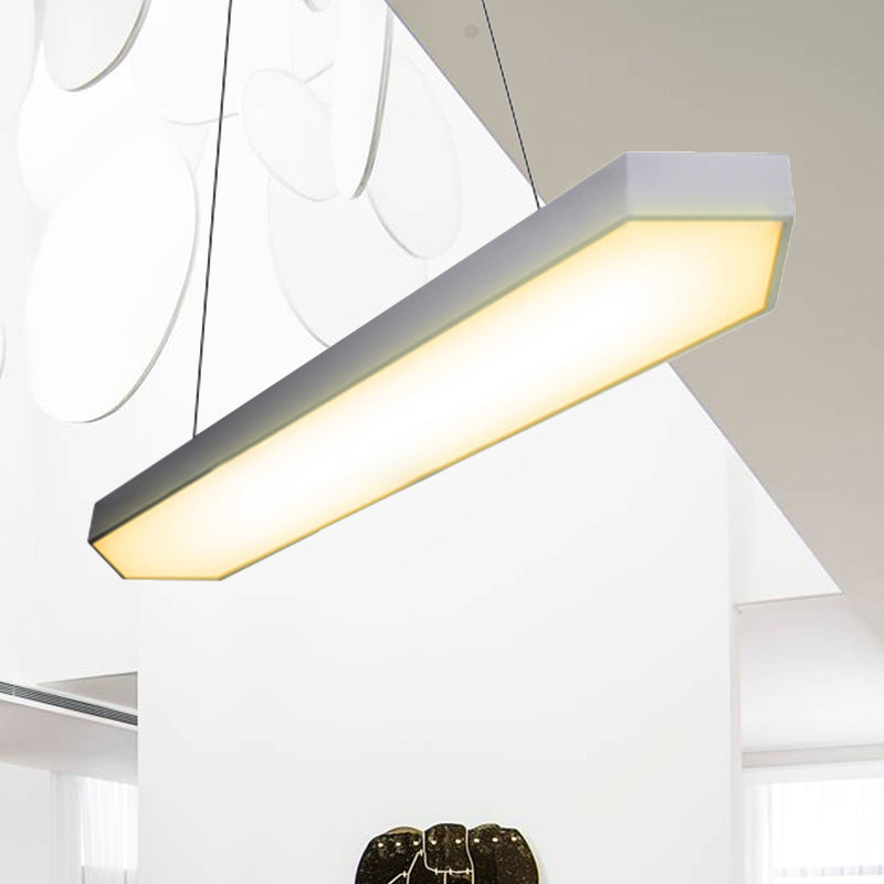 Modern Metal Linear Pendant Lighting with LED, White/Black/Silver, Hanging Lamp Kit in Multiple Light Options and Widths