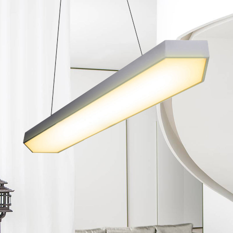 Modern Metal Linear Pendant Lighting Kit - Led White/Black/Silver Hanging Lamp In White/Warm/Natural
