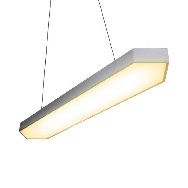 Modern Metal Linear Pendant Lighting with LED, White/Black/Silver, Hanging Lamp Kit in Multiple Light Options and Widths