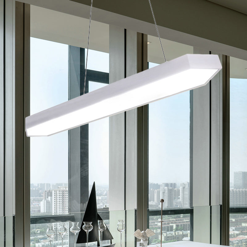 Modern Metal Linear Pendant Lighting Kit - Led White/Black/Silver Hanging Lamp In White/Warm/Natural