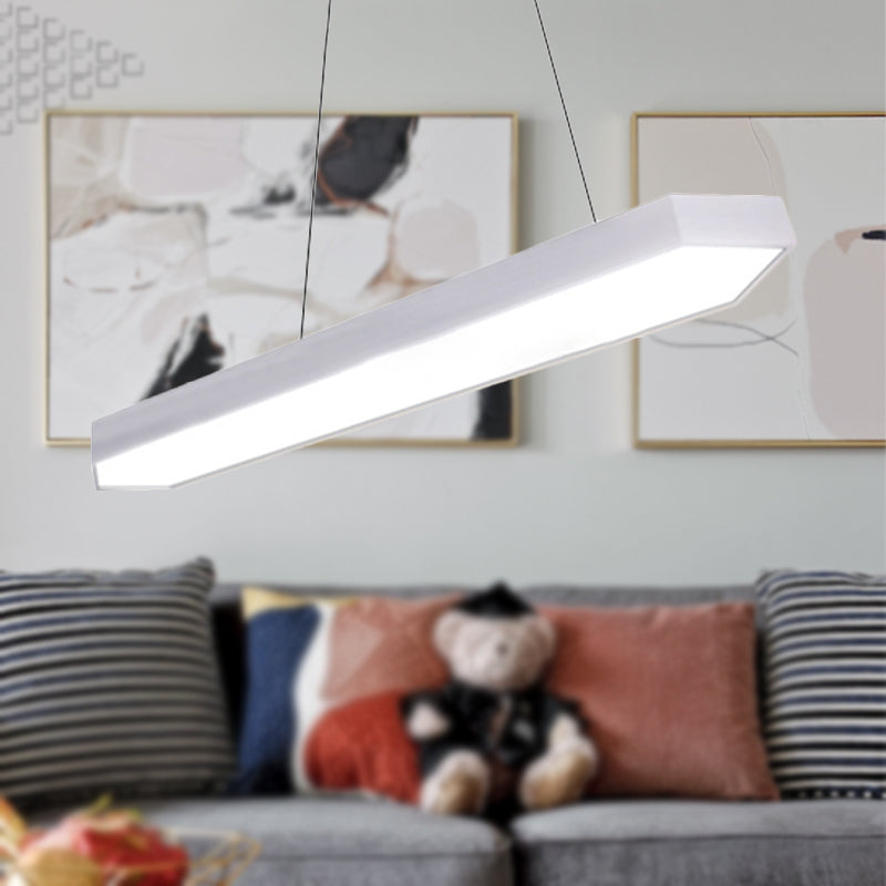 Modern Metal Linear Pendant Lighting with LED, White/Black/Silver, Hanging Lamp Kit in Multiple Light Options and Widths