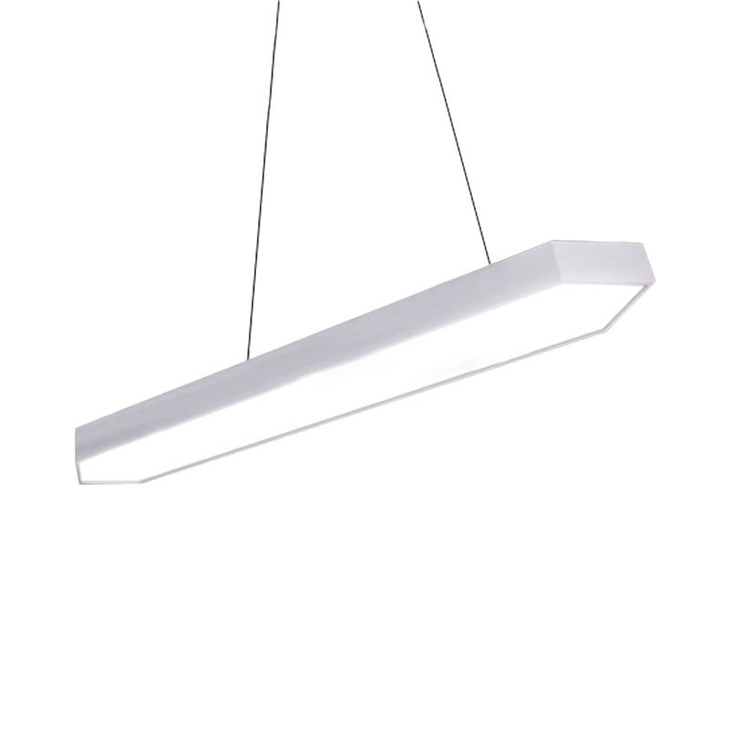 Modern Metal Linear Pendant Lighting Kit - Led White/Black/Silver Hanging Lamp In White/Warm/Natural