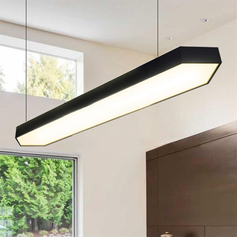 Modern Metal Linear Pendant Lighting Kit - Led White/Black/Silver Hanging Lamp In White/Warm/Natural