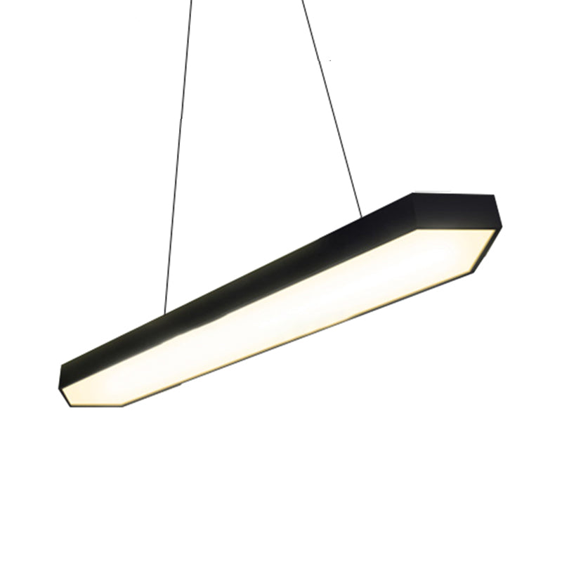 Modern Metal Linear Pendant Lighting Kit - Led White/Black/Silver Hanging Lamp In White/Warm/Natural