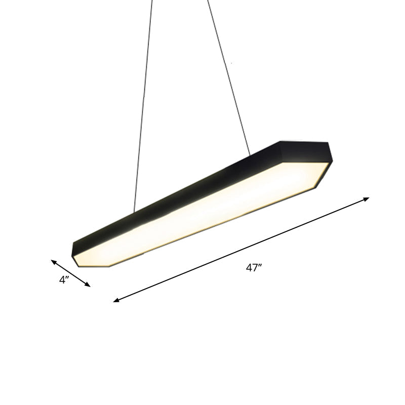 Modern Metal Linear Pendant Lighting with LED, White/Black/Silver, Hanging Lamp Kit in Multiple Light Options and Widths
