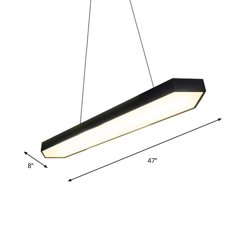 Modern Metal Linear Pendant Lighting with LED, White/Black/Silver, Hanging Lamp Kit in Multiple Light Options and Widths