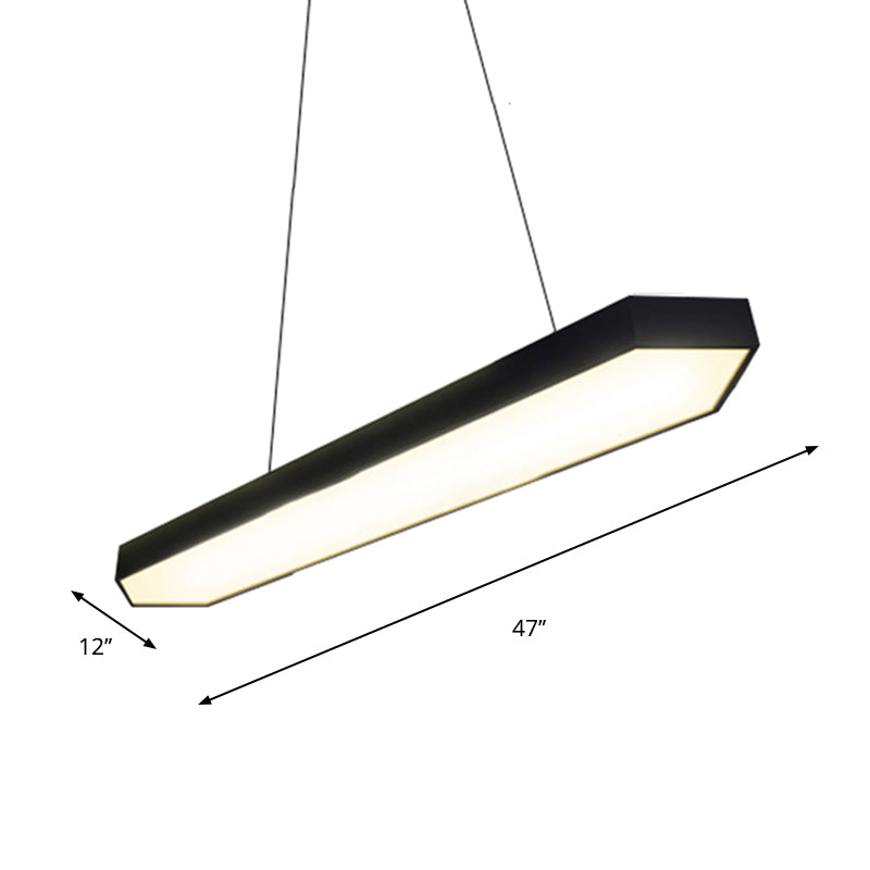 Modern Metal Linear Pendant Lighting Kit - Led White/Black/Silver Hanging Lamp In White/Warm/Natural
