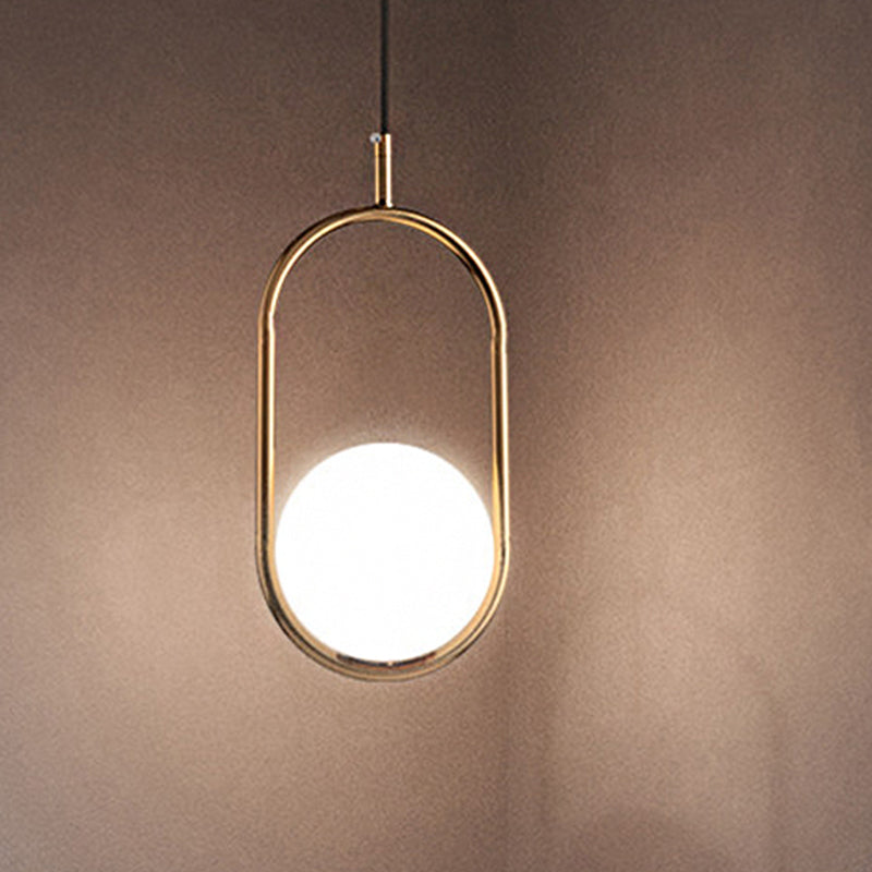 Modern Globe Pendant Light White Glass Black/Gold Hanging Ceiling Lamp For Bedroom Lighting