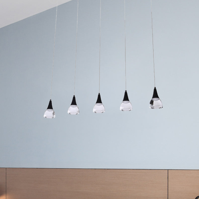 Ludovica - Cluster Conical Cluster Drop Pendant Modern Acrylic 5/6-Light Black Hanging Ceiling Light for Bedroom Living Room