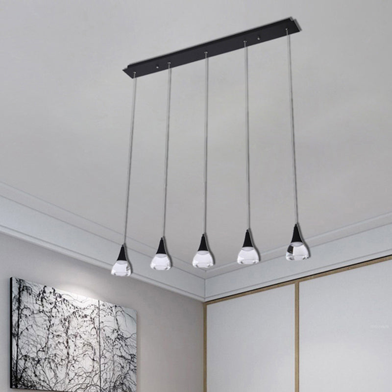 Ludovica - Cluster Conical Cluster Drop Pendant Modern Acrylic 5/6-Light Black Hanging Ceiling Light for Bedroom Living Room