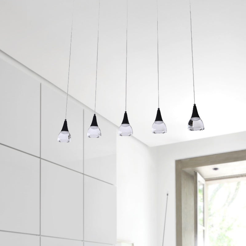 Ludovica - Cluster Conical Cluster Drop Pendant Modern Acrylic 5/6-Light Black Hanging Ceiling Light for Bedroom Living Room