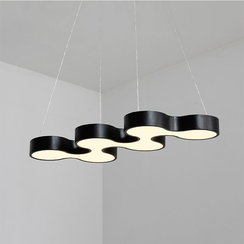 Contemporary Led Pendant Light With Metal Shade - White/Black Dining Room Ceiling Lamp (White/Warm