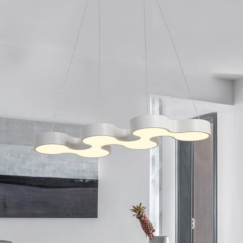 Contemporary Led Pendant Light With Metal Shade - White/Black Dining Room Ceiling Lamp (White/Warm