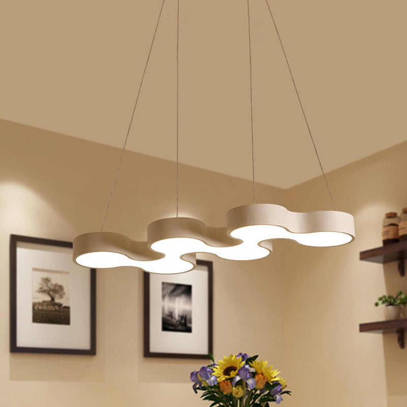 Contemporary Led Pendant Light With Metal Shade - White/Black Dining Room Ceiling Lamp (White/Warm