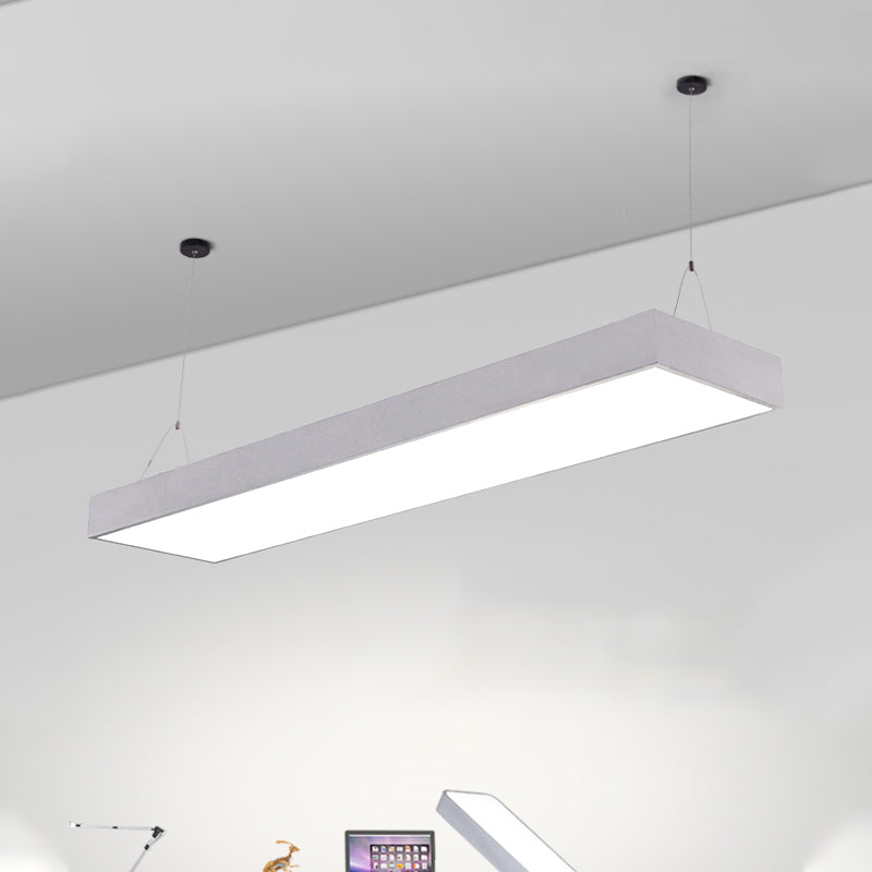 Sleek Rectangular LED Hanging Light - Minimal Silver/Black/White - 23.5"/35.5"/47" Long - 5"/8"/12" Wide
