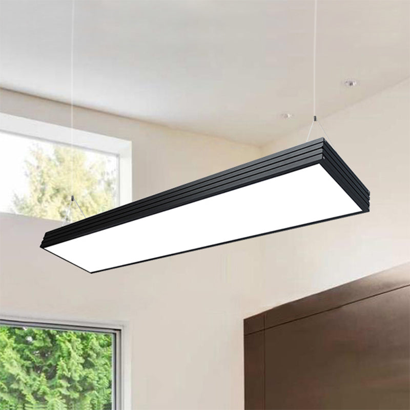 Ridged Metal Shade LED Office Pendant Lamp – Simplicity Silver/Black Ceiling Light Fixture for Dining Room – 8"/12" Wide