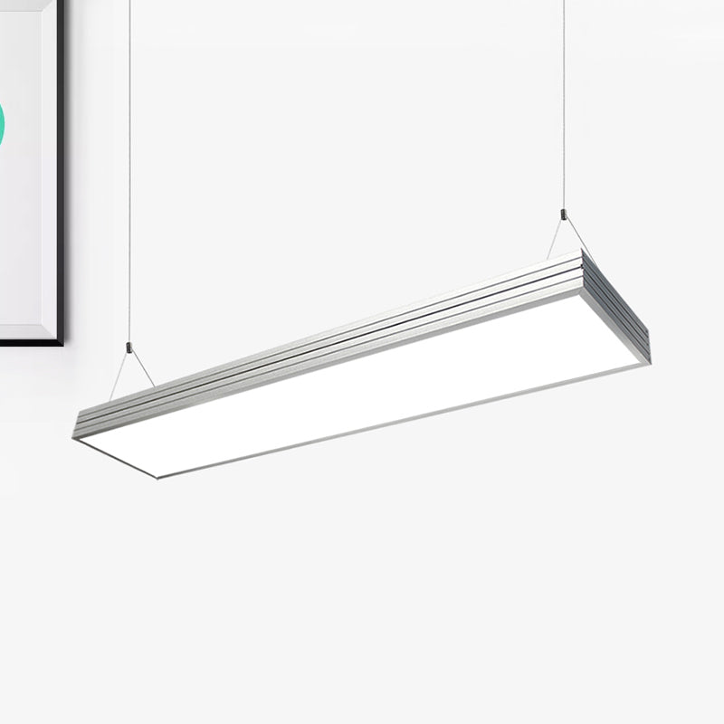 Ridged Metal Shade LED Office Pendant Lamp – Simplicity Silver/Black Ceiling Light Fixture for Dining Room – 8"/12" Wide