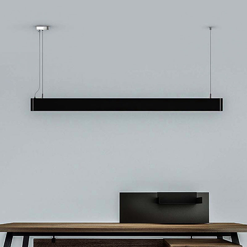 Minimalistic Led Linear Pendant Lamp In White/Black - Multiple Light Options Hanging Kit Black /